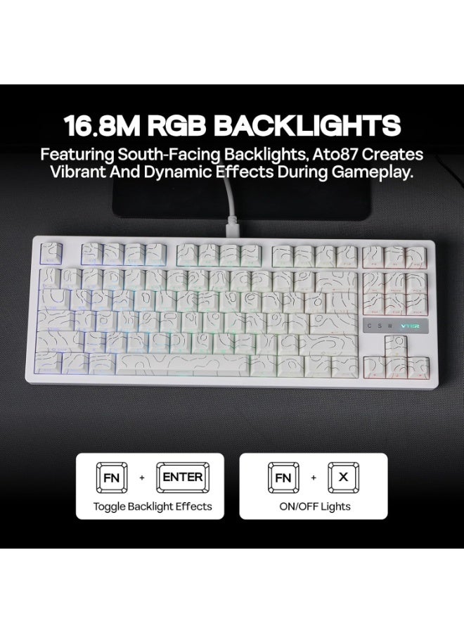 VTER ATO87 HE Magnetic Gaming Keyboard with Adjustable Actuation, Hall Effect Keyboard with 0.125ms Latency, 8K Polling Rate, 87-Key, Hot-Swappable, RGB, Customizable Keys - Image 5